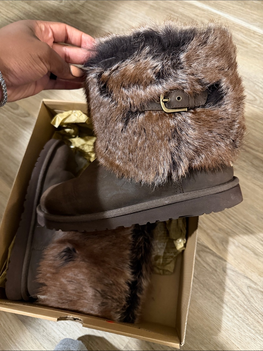 UGG Kids Brown Faux Fur Boot